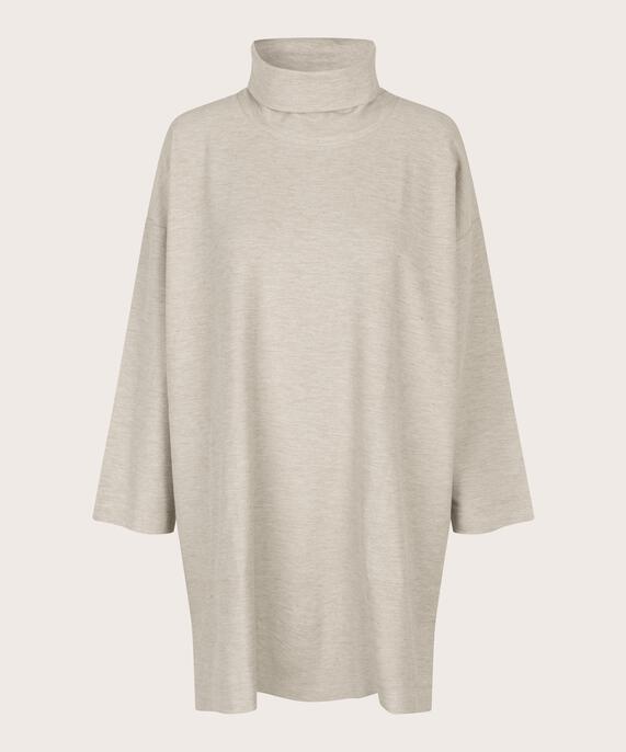 Langarm-Jersey-Tunika mit Rollkragen, Beige melange