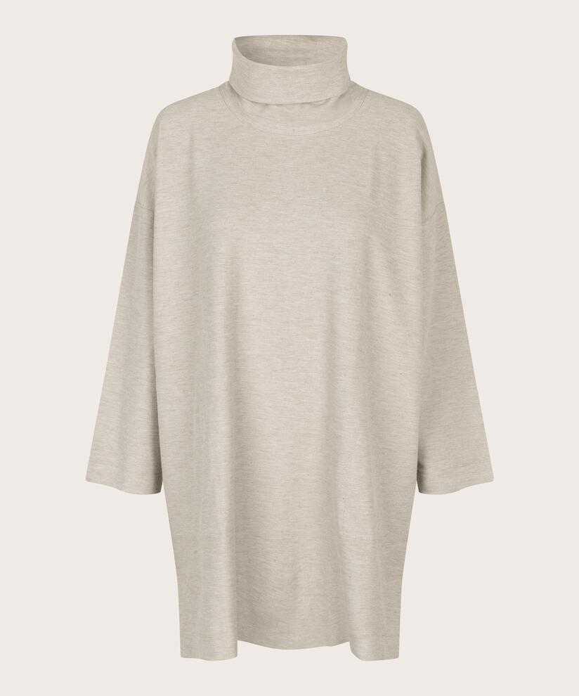 Langarm-Jersey-Tunika mit Rollkragen, Beige melange