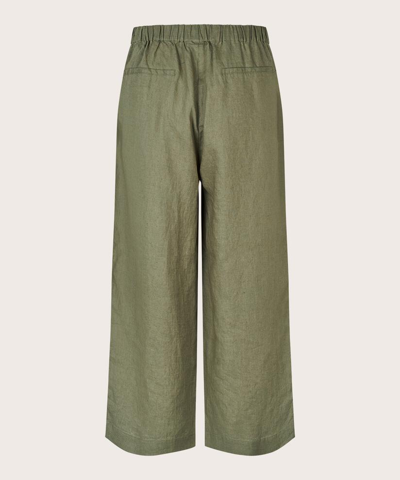 Weite Leinenhose mit elastischem Bund, D. Lichen Green