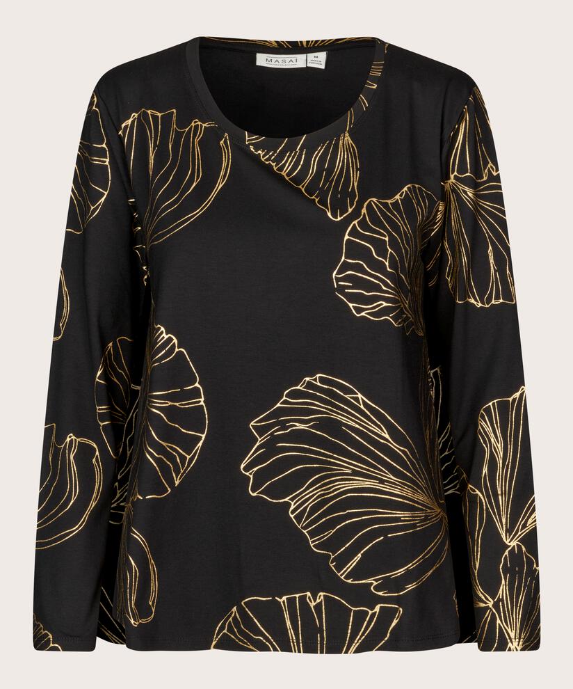 Bedrucktes Shirt Mit Rundem Hals, Gold