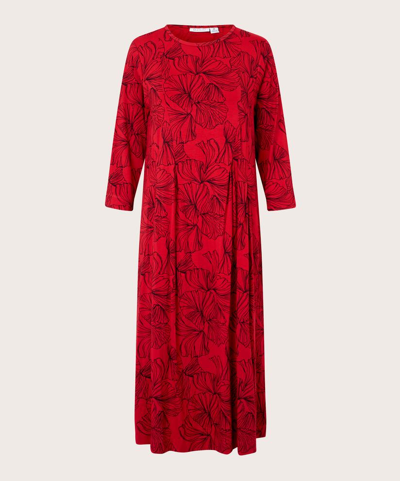 Bedrucktes Jerseykleid mit Falten vorne, Haute Red