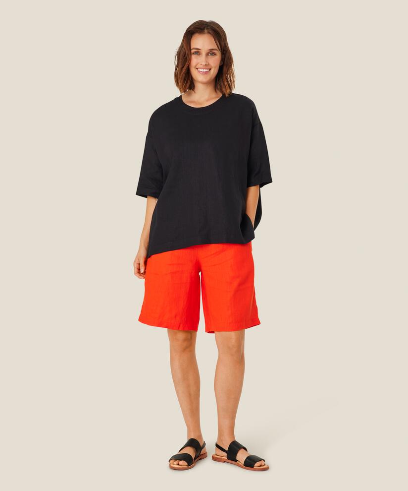 Viskosebluse Mit 1/2 Ärmeln, Black