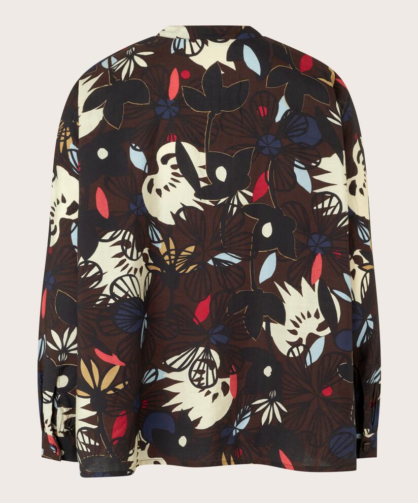 Viskosebluse mit Knopfleiste, Coffee Bean