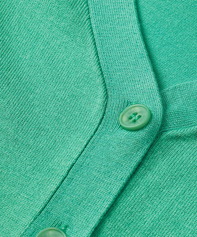 Feinstrick-Cardigan mit V-Ausschnitt, Winter Green