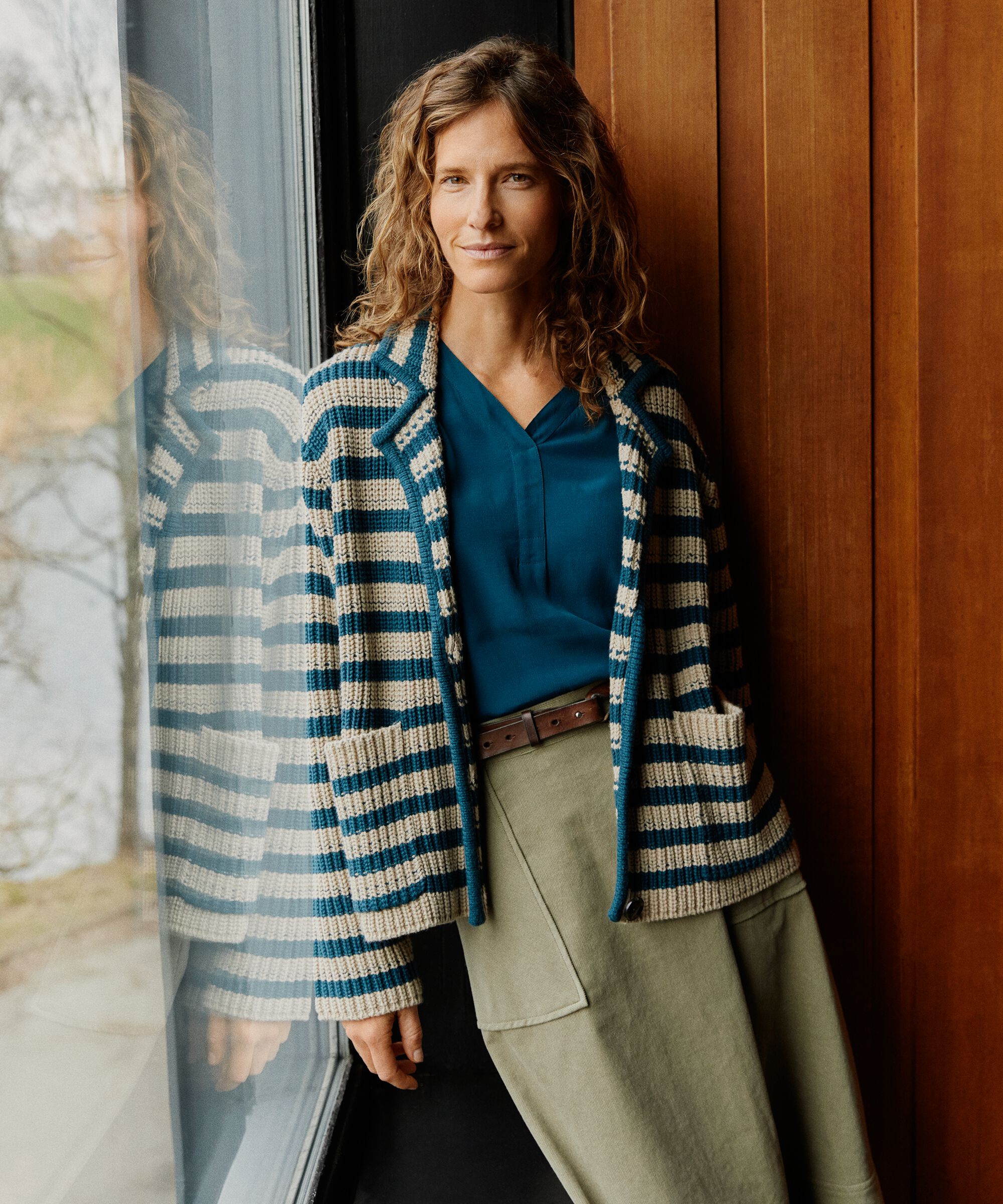 Viskosebluse Mit V-ausschnitt, Reflect Pond