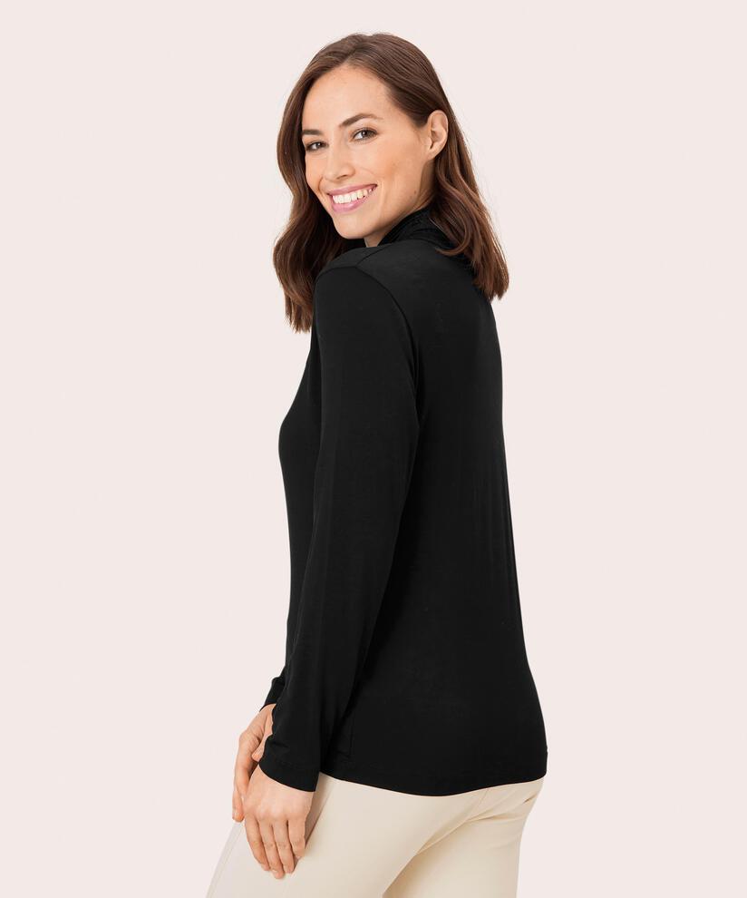 Rollkragenshirt aus Lyocell-Mix, Black