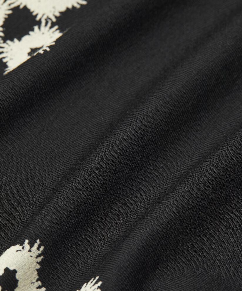Gemustertes Rundhals-Shirt, Black