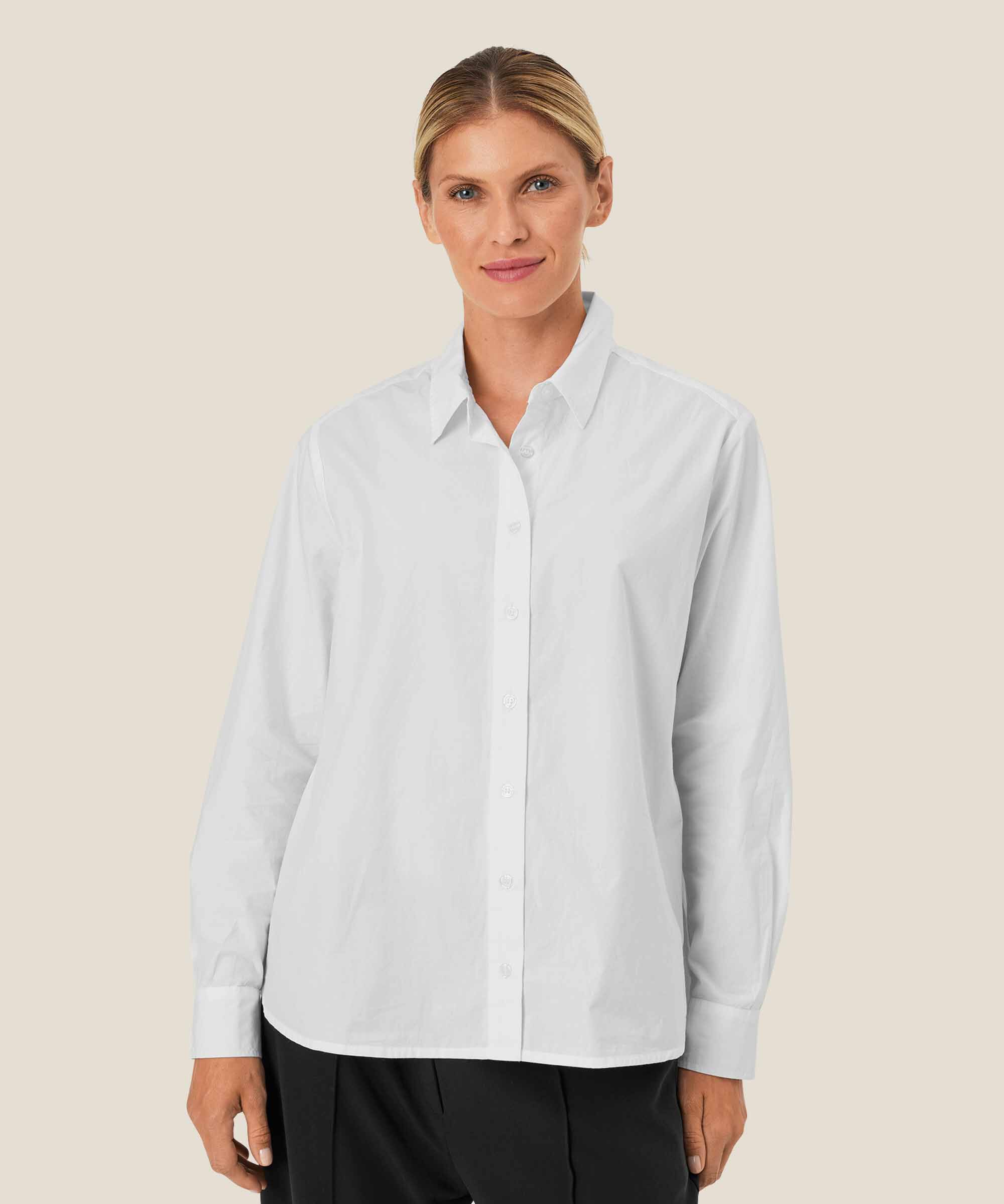 Button-down-hemdbluse Aus Baumwolle, White