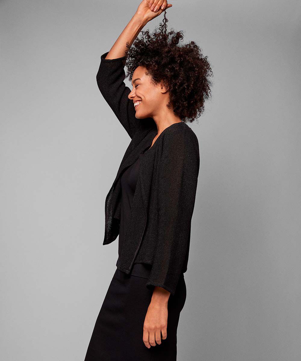 Kurze Jacke Aus Boucl&eacute;, Black