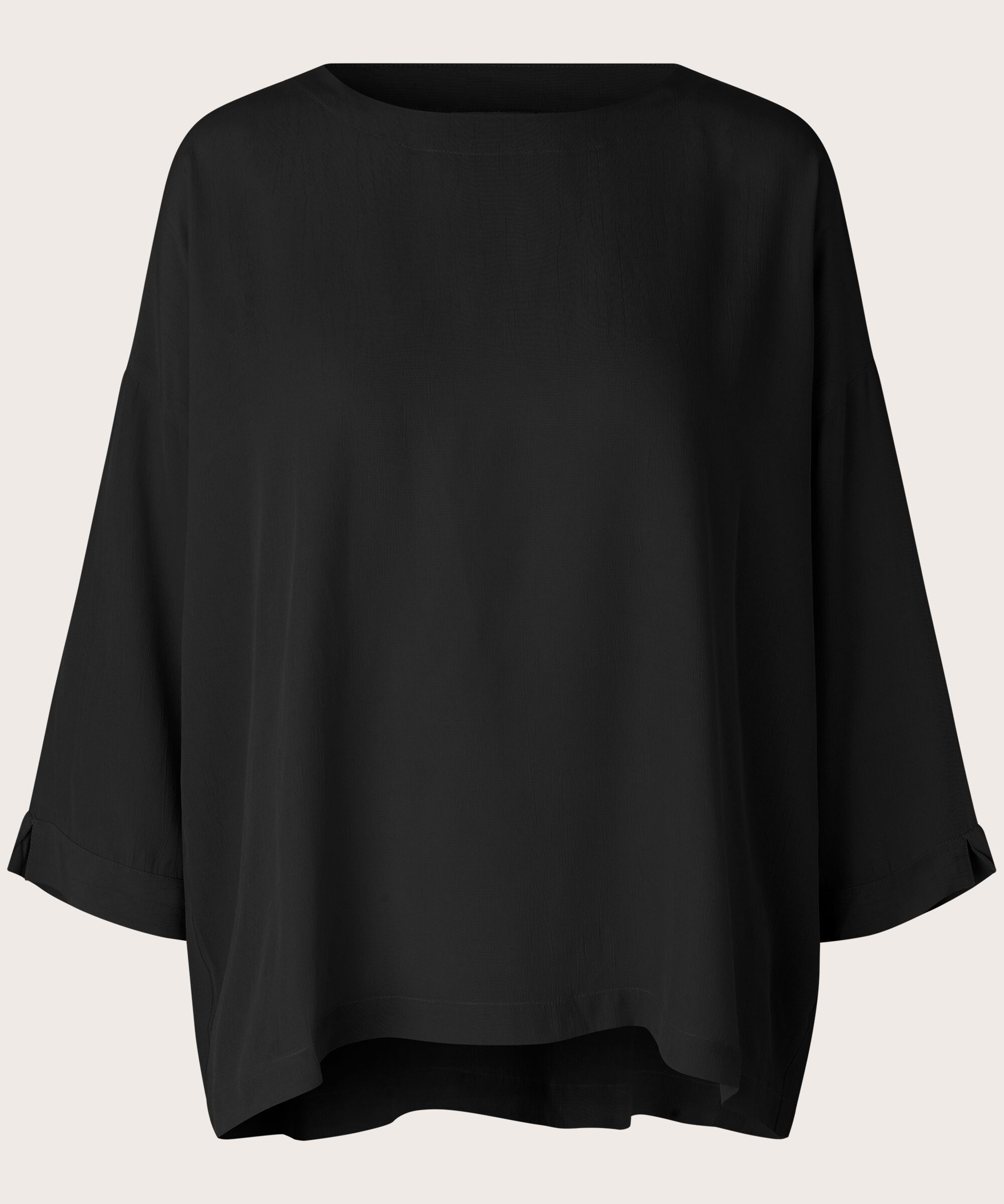 Viskosebluse Mit 3/4 Ärmeln, Black