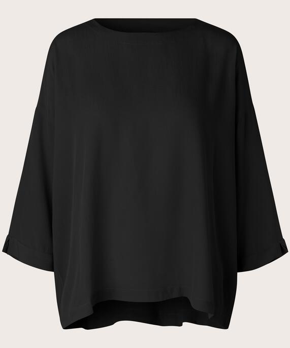 Viskosebluse Mit 3/4 Ärmeln, Black