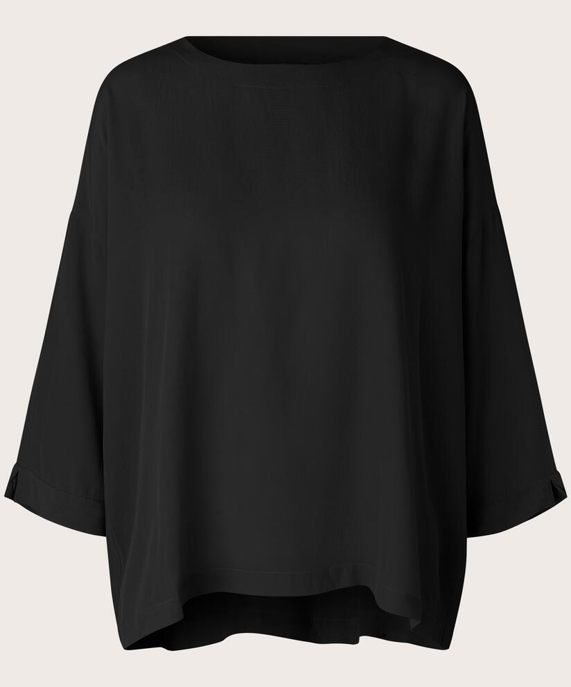 Viskosebluse Mit 3/4 Ärmeln, Black