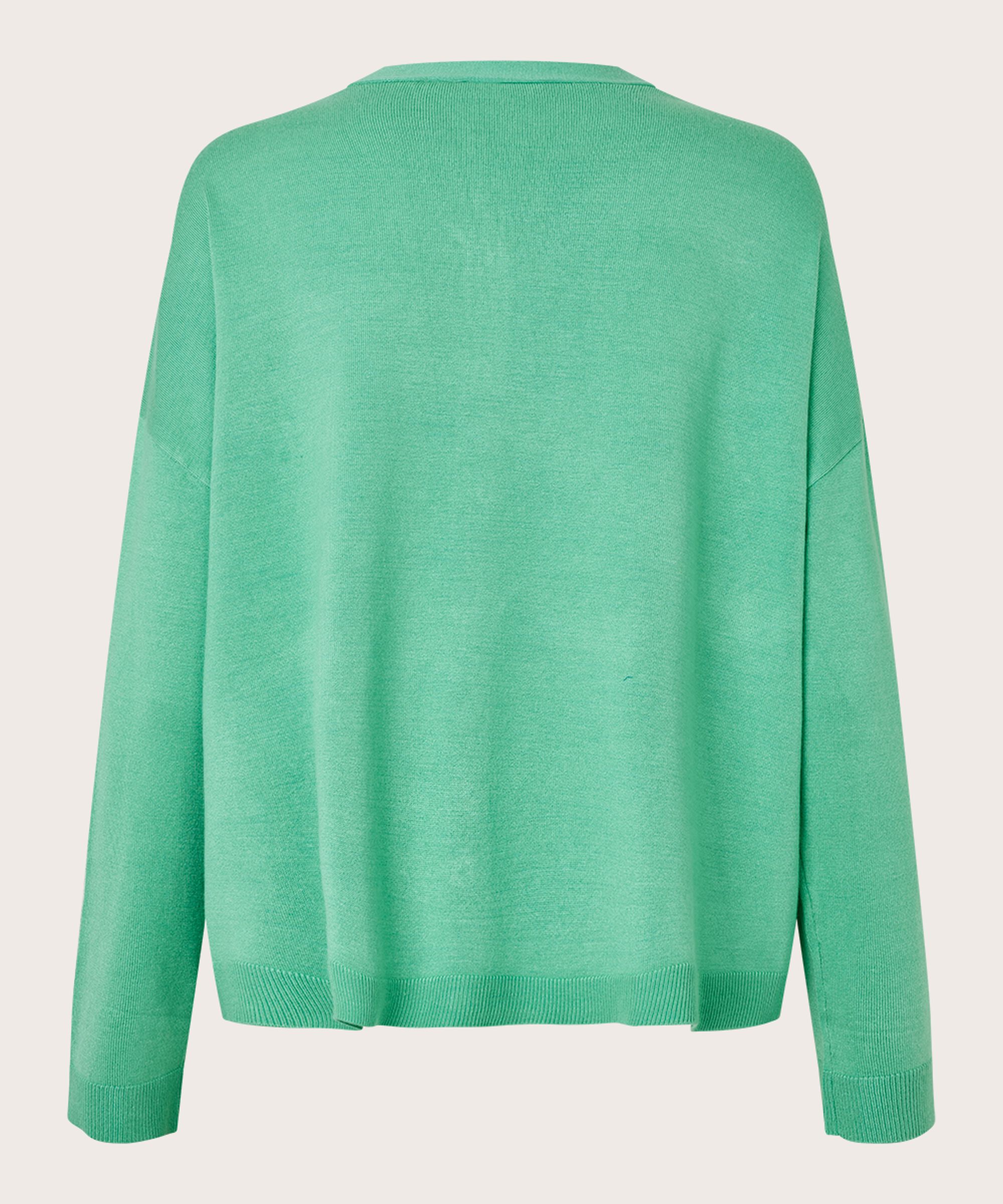 Feinstrick-Cardigan mit V-Ausschnitt, Winter Green