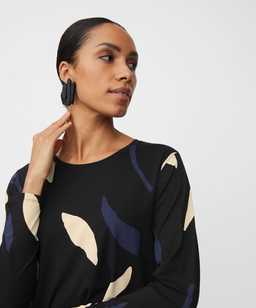 bedrucktes Jersey-Top mit Rundhalsausschnitt, Navy Blazer
