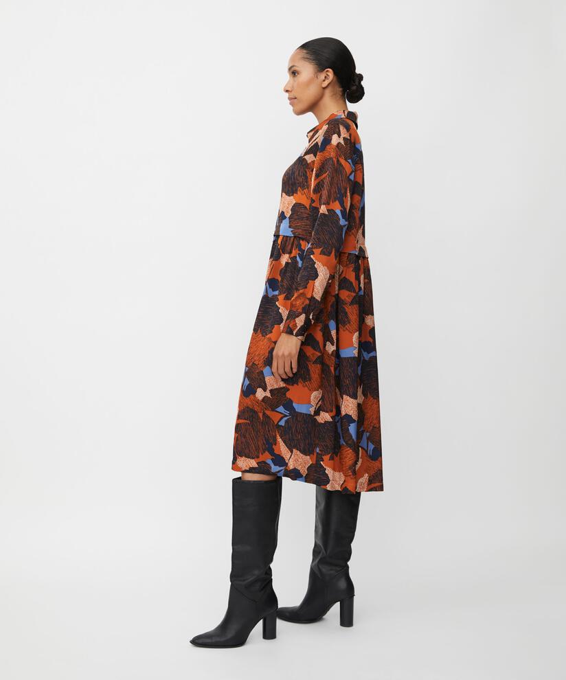 Durchgeknöpftes Kleid aus bedruckter Viskose, Autumnal