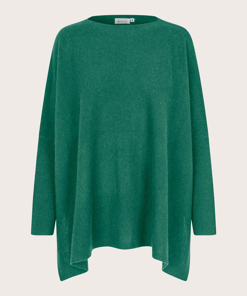 Oversize Wollstrickpullover mit Rundhals, D. Grass Green