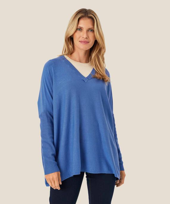 Strickpullover Mit V-ausschnitt Und Schmalen Ärmeln, Federal Blue