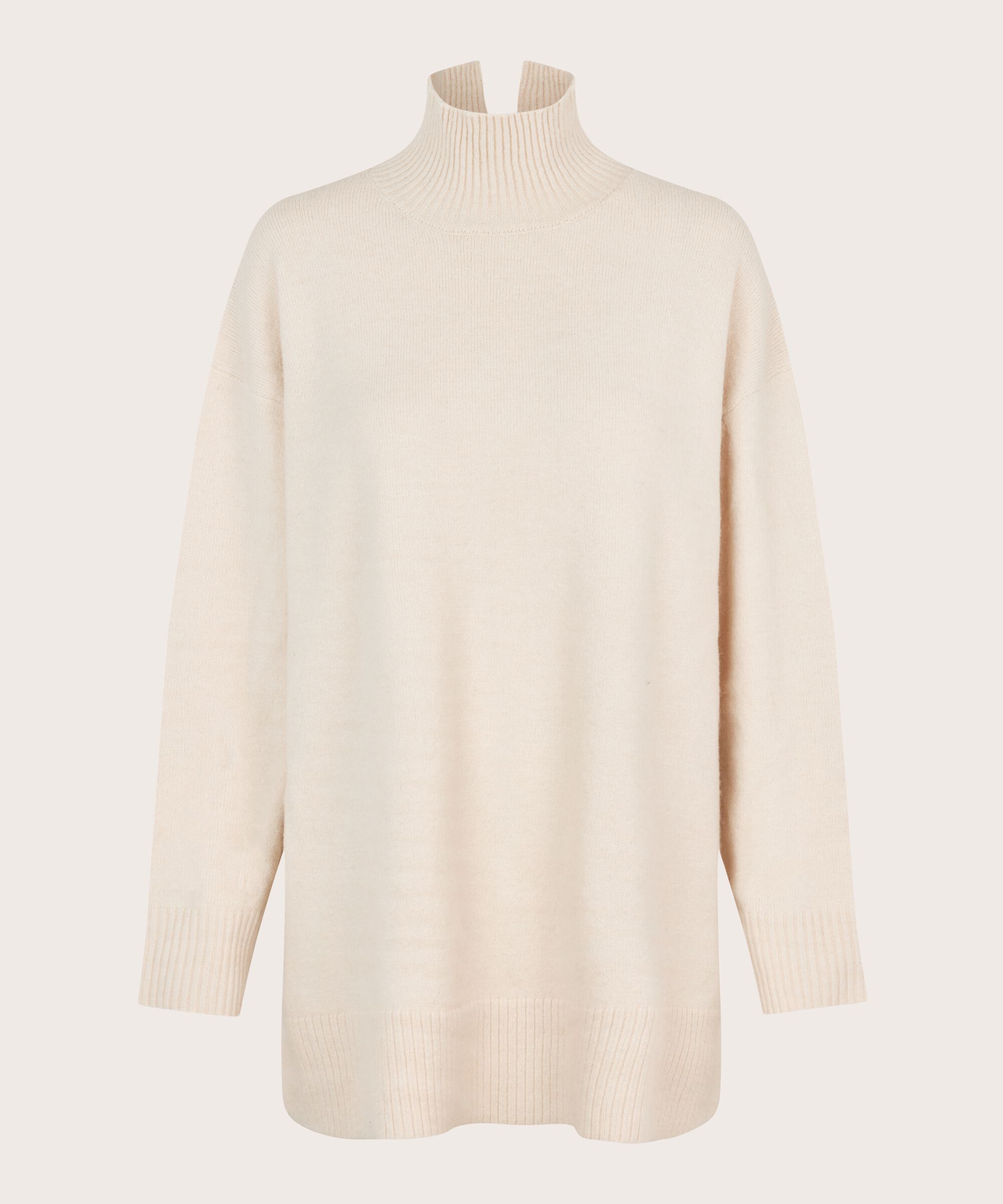 Pullover mit Rollkragen und Seitenschlitz, Whitecap