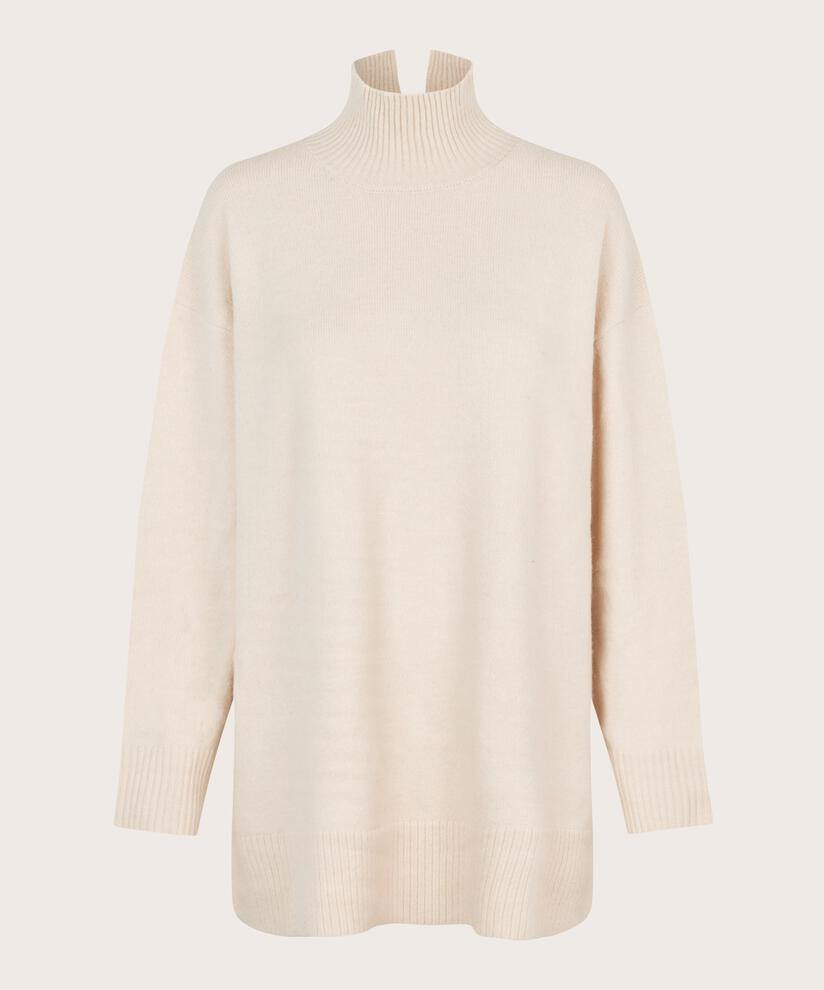 Pullover mit Rollkragen und Seitenschlitz, Whitecap