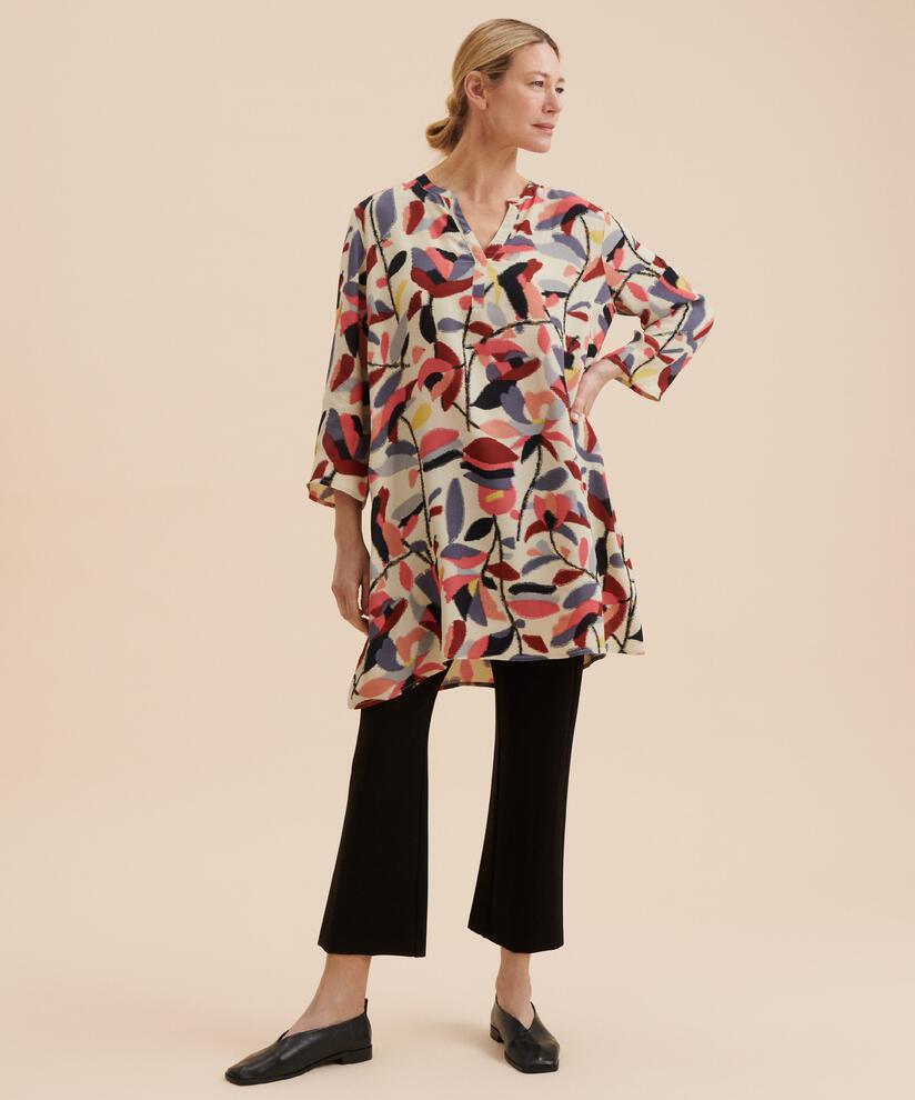 Bedruckte Tunika mit 3/4-Ärmeln, Calypso Coral