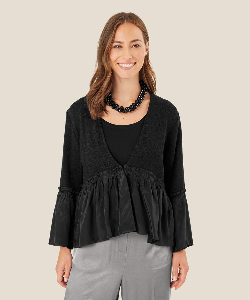 Bouclé-Jacke mit angenähten Enden, Black