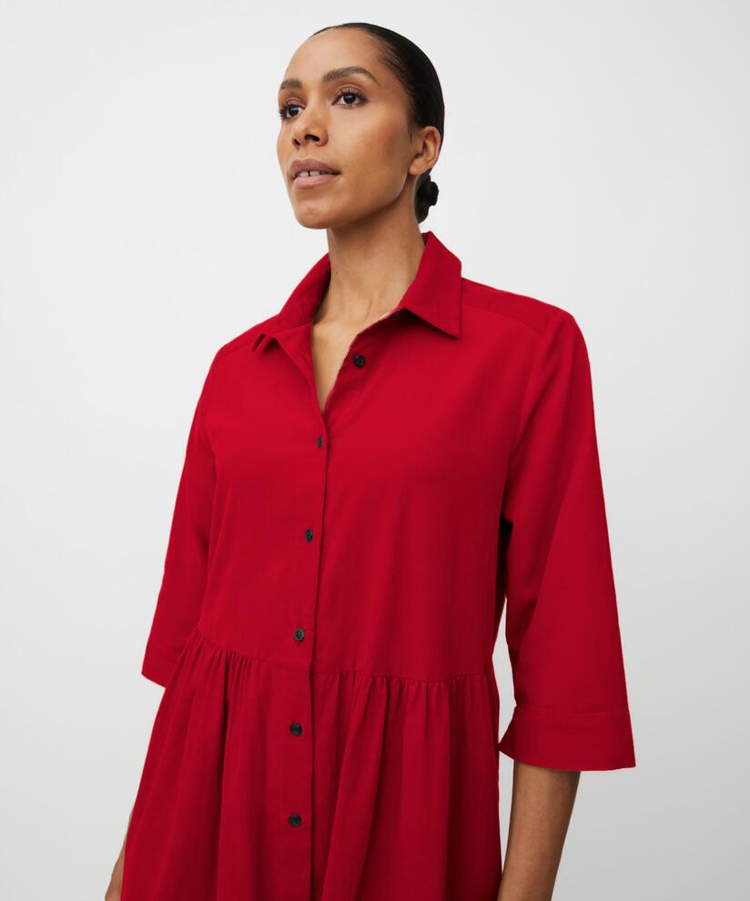 Samthemdkleid Mit 3/4-ärmeln, Scarlet Sage