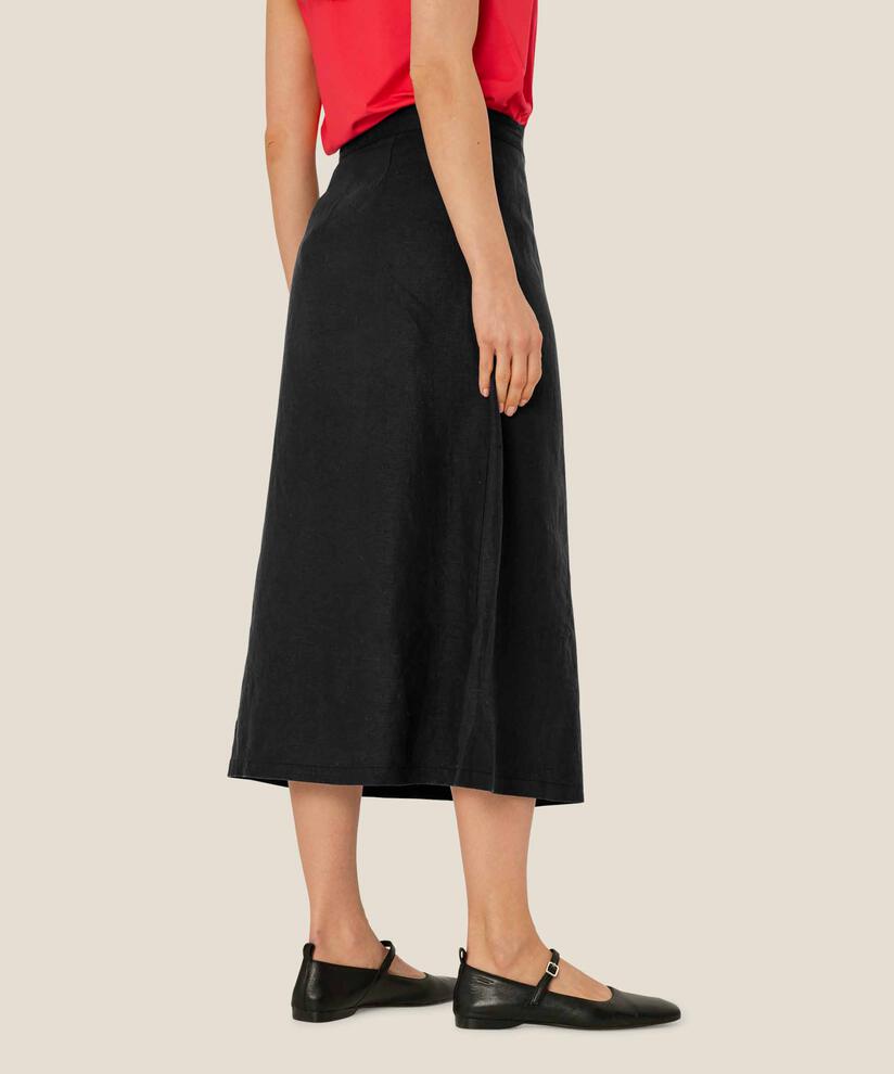 Leinenrock mit Wickeleffekt, Black