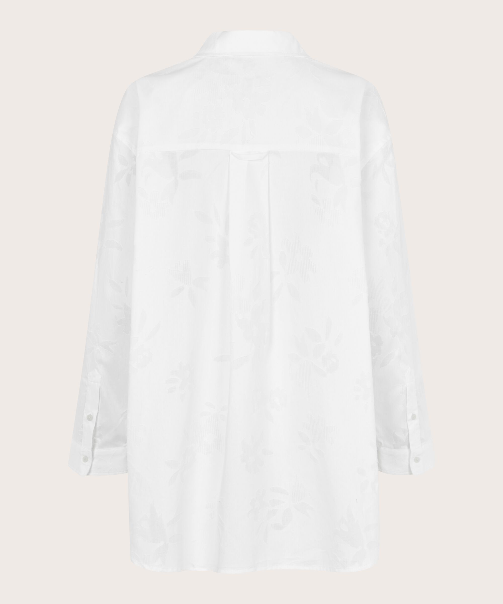 Baumwollhemd mit gewebtem Blumendruck, White