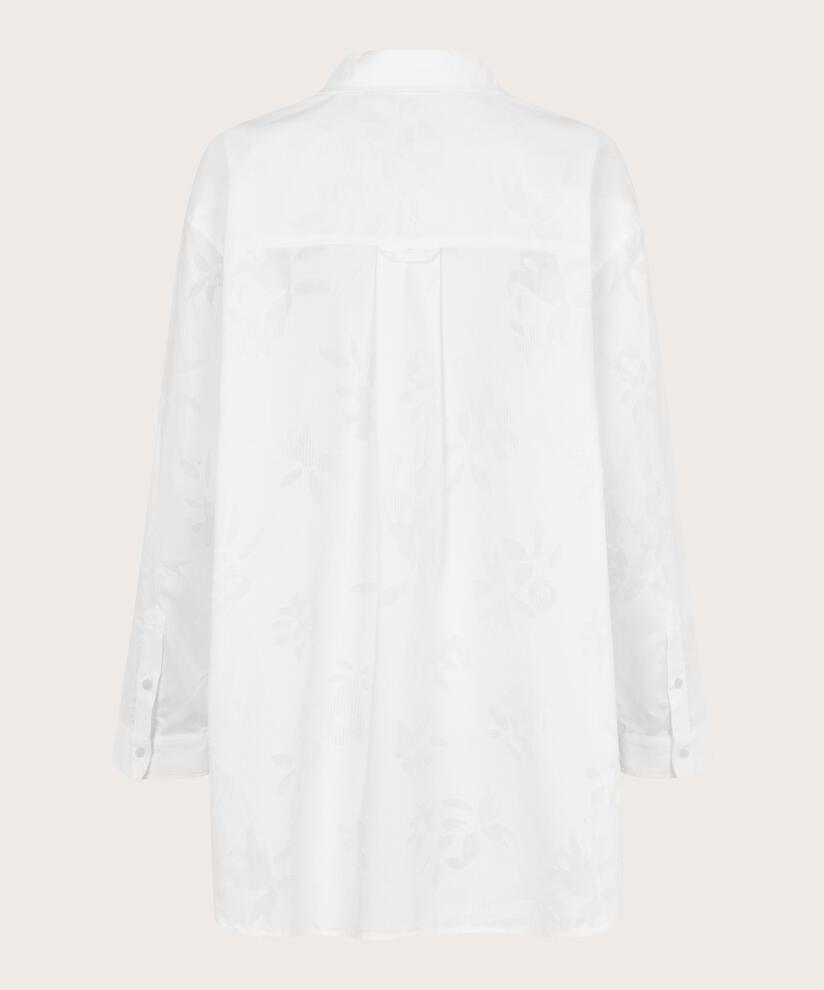Baumwollhemd mit gewebtem Blumendruck, White