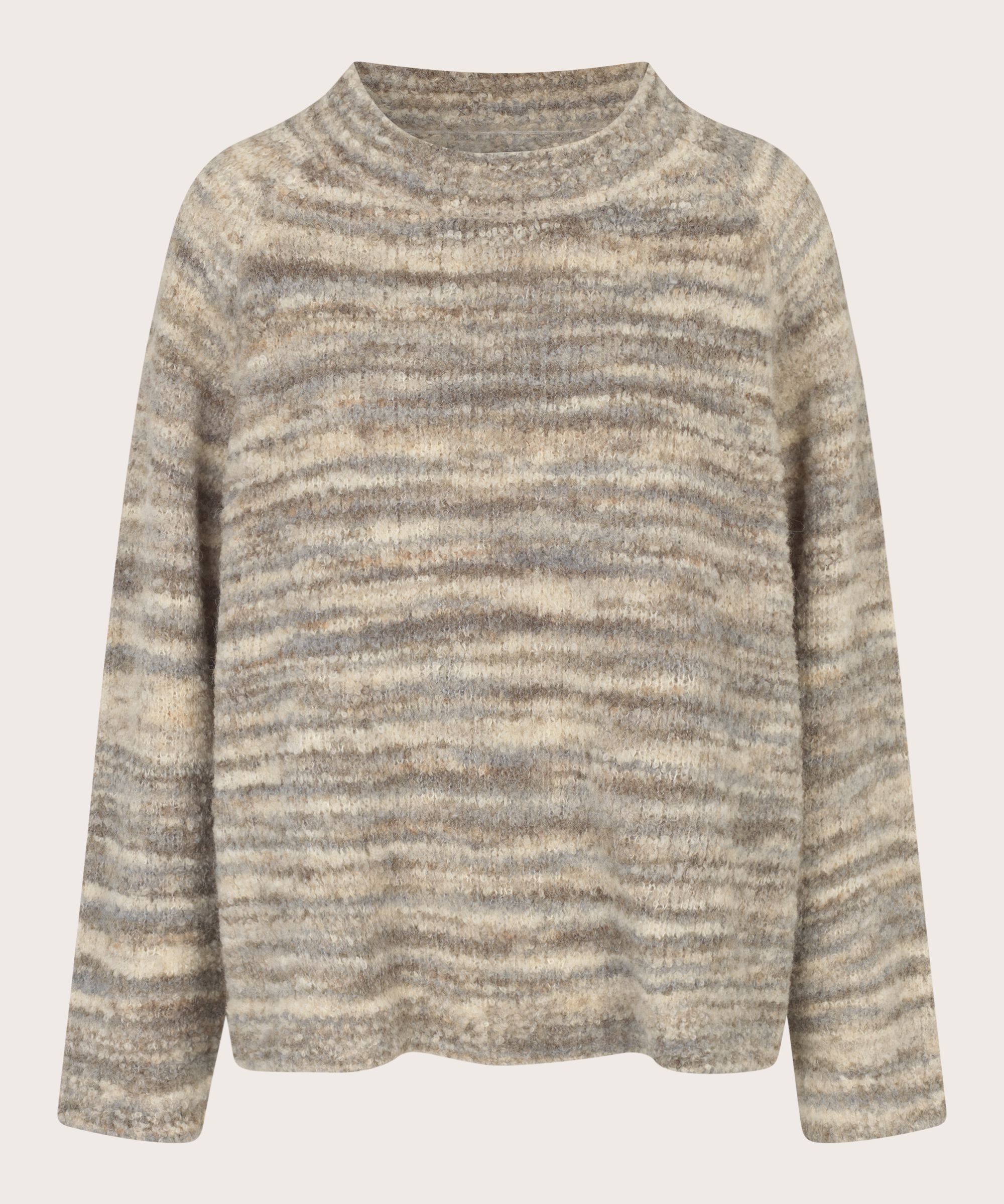 Melange-Strickpullover mit Rundhalsausschnitt, L. Grey mel.