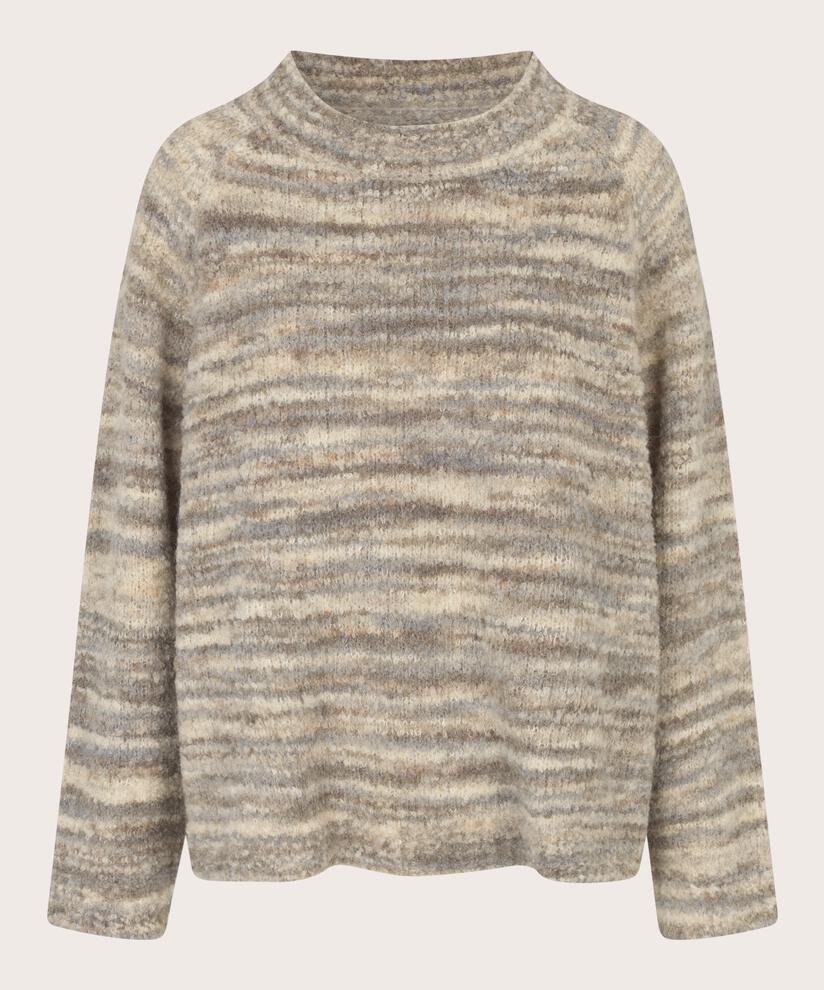 Melange-Strickpullover mit Rundhalsausschnitt, L. Grey mel.