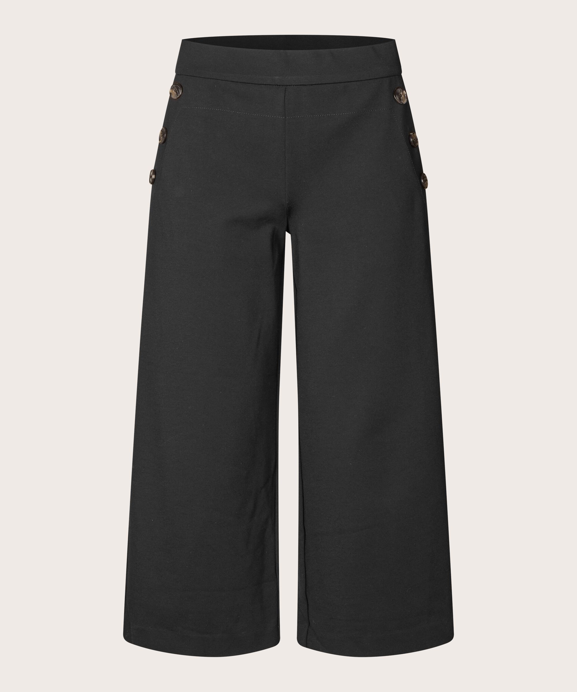 Hose Aus Schwerem Jersey Mit Knopfdetail, Black