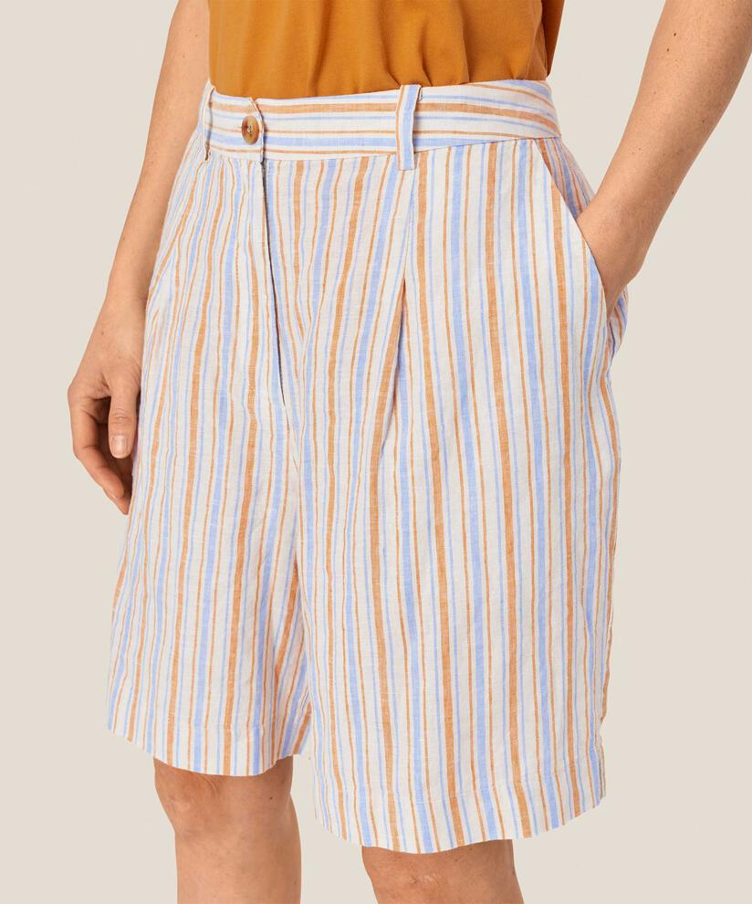 gestreifte Leinenshorts mit Gummizug auf der Rückseite, Inca Gold