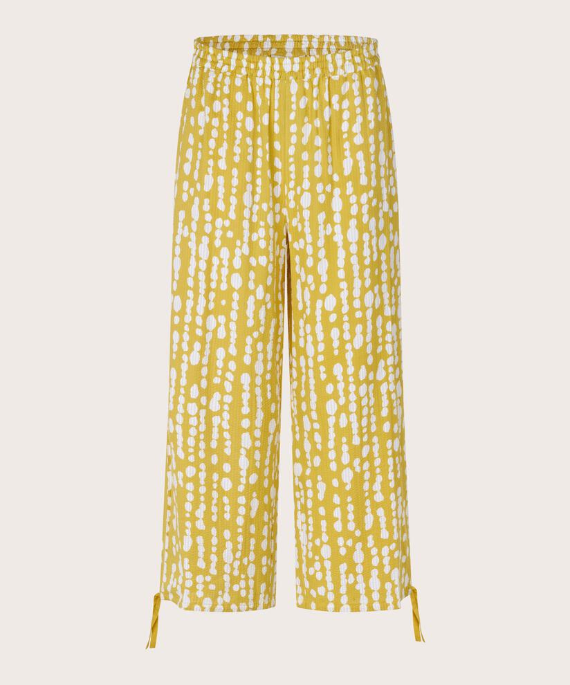 Bedruckte Baumwollhose mit elastischem Bund, Oil Yellow
