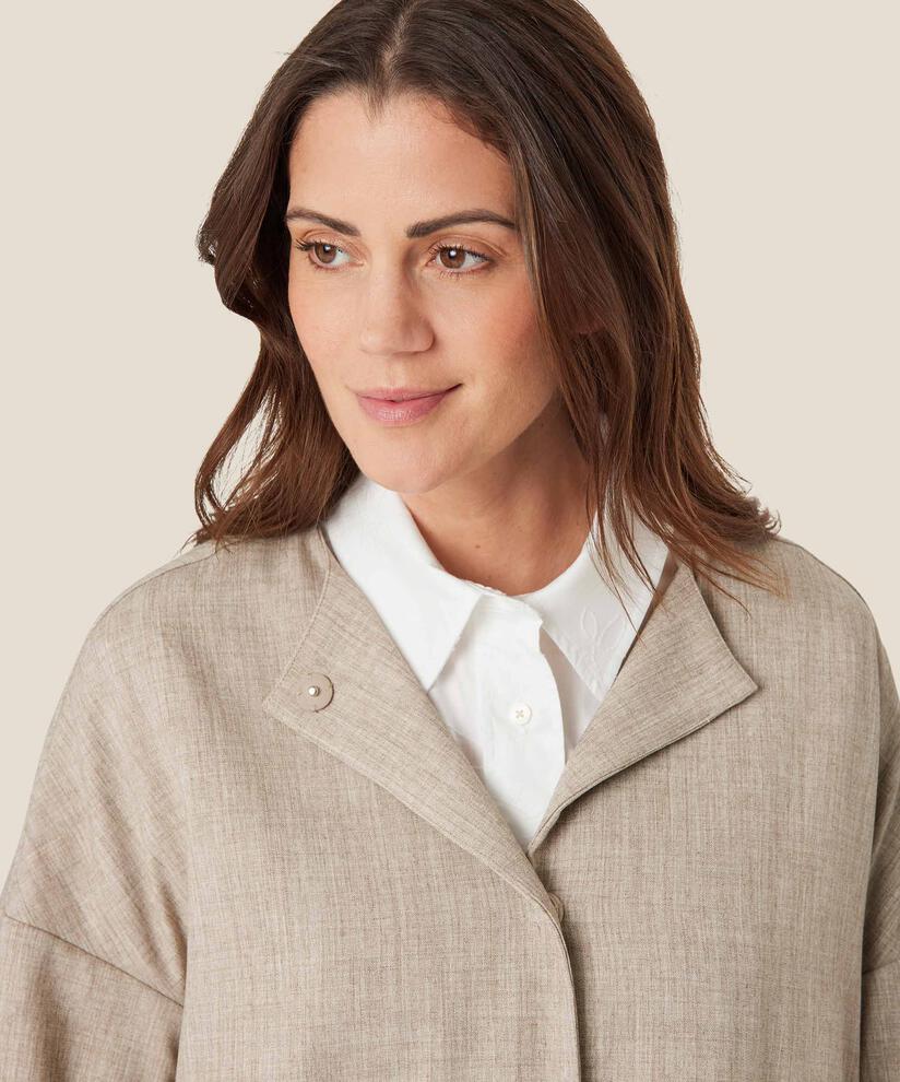 Jacke mit Taschen und versteckten Knöpfen, Beige melange