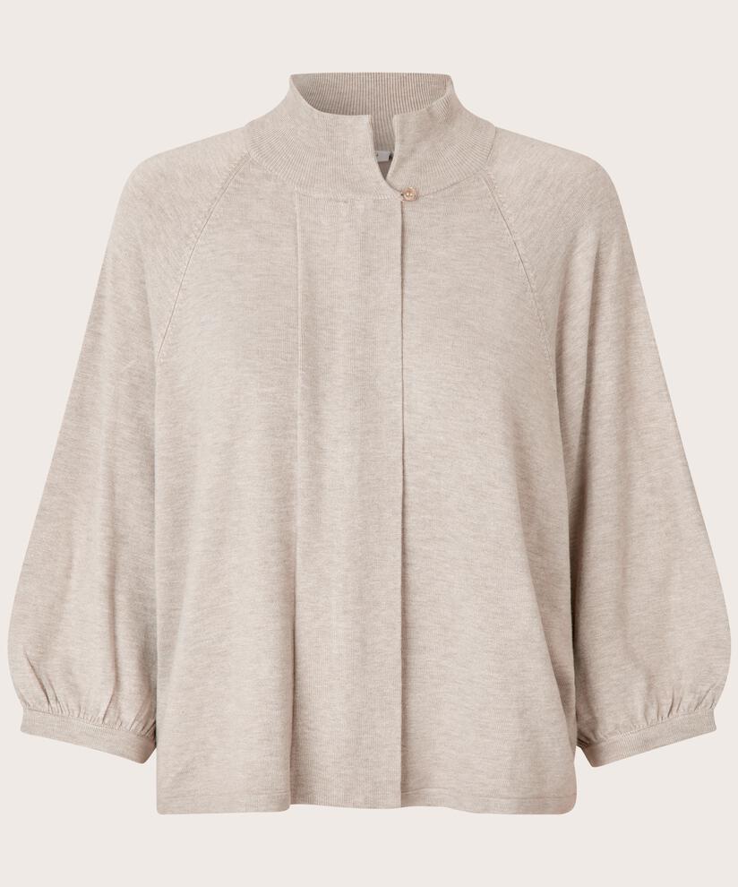 Cardigan mit breiten Ärmeln und kleinem Kragen, Plaza Taupe