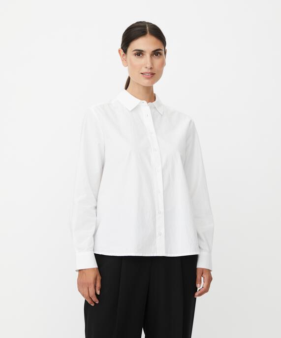 Baumwollhemd mit längerem Rücken, White