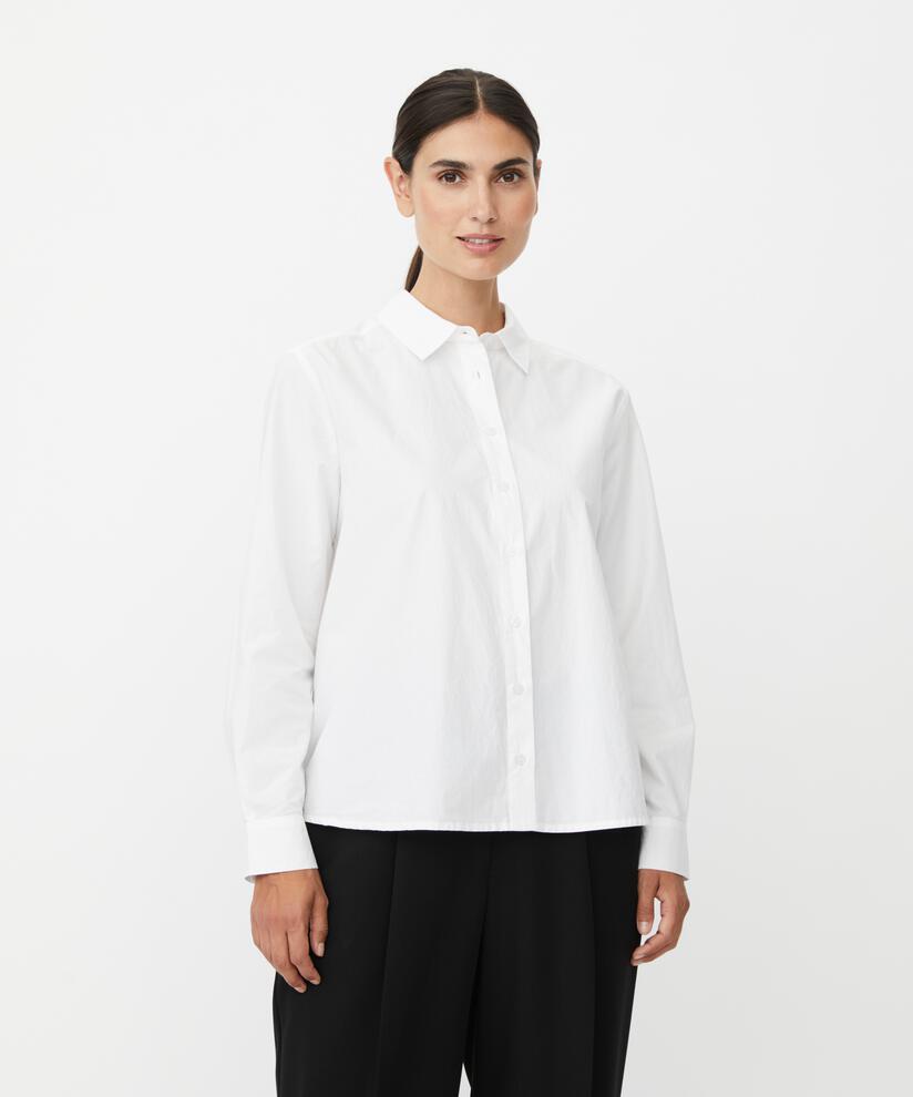 Baumwollhemd mit längerem Rücken, White
