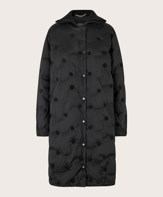 Daunenmantel mit gerippten Details, Black