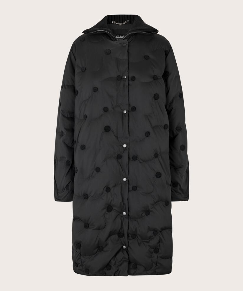 Daunenmantel mit gerippten Details, Black