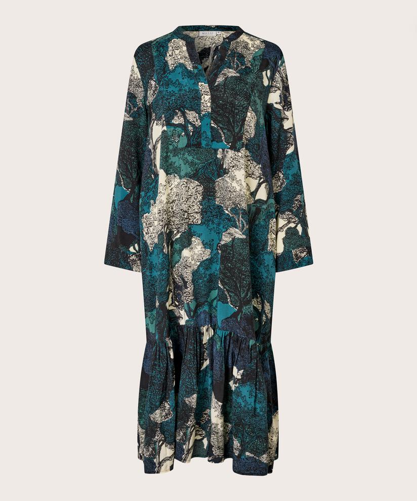 Viskosekleid mit langen Ärmeln und Eingrifftaschen, Celestial
