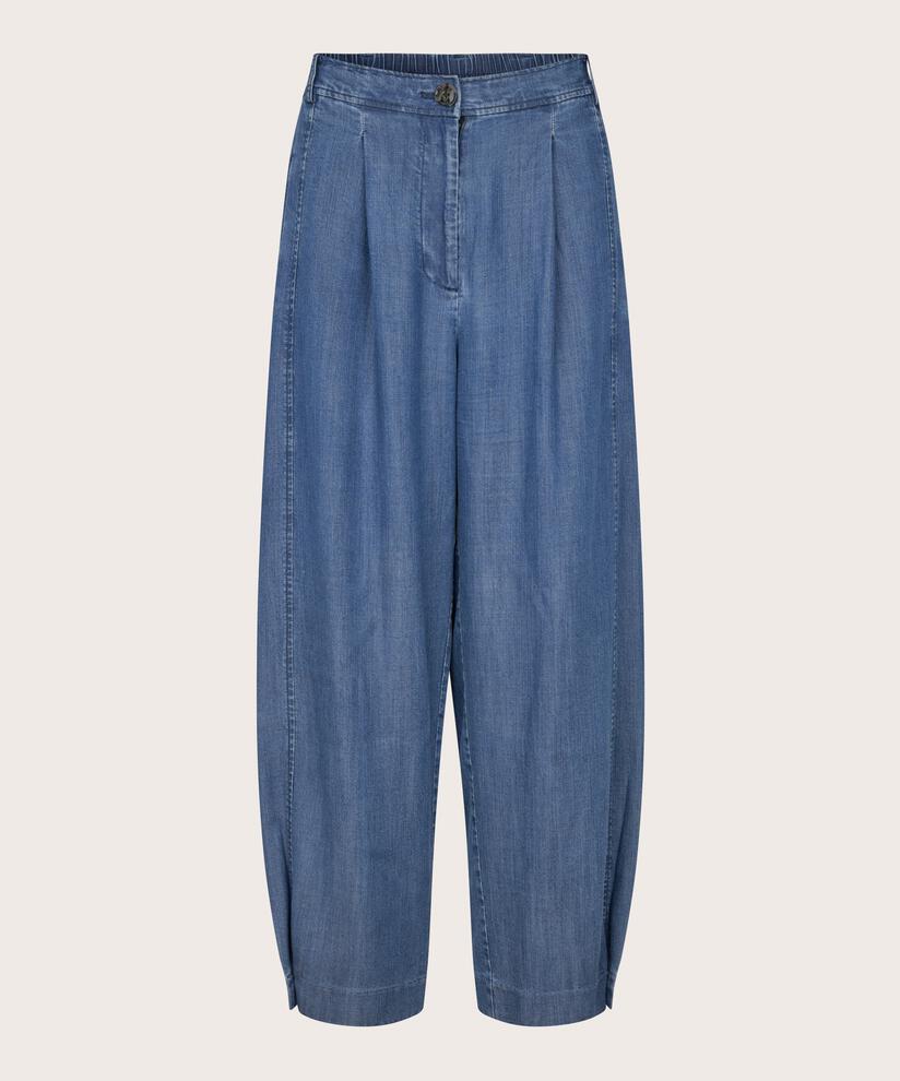 weiche Denimhose mit Knopfdetail am Bein, Washed denim