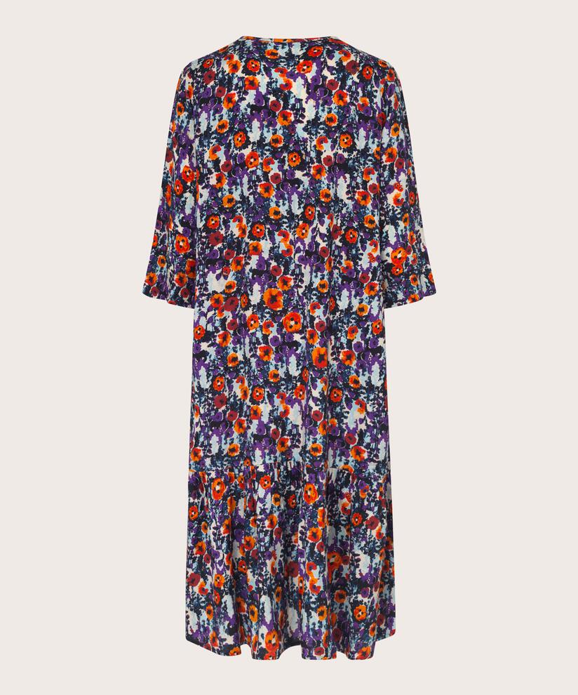 Geblümtes Viskosekleid mit Bindebändern und Eingrifftaschen, Meadow Violet