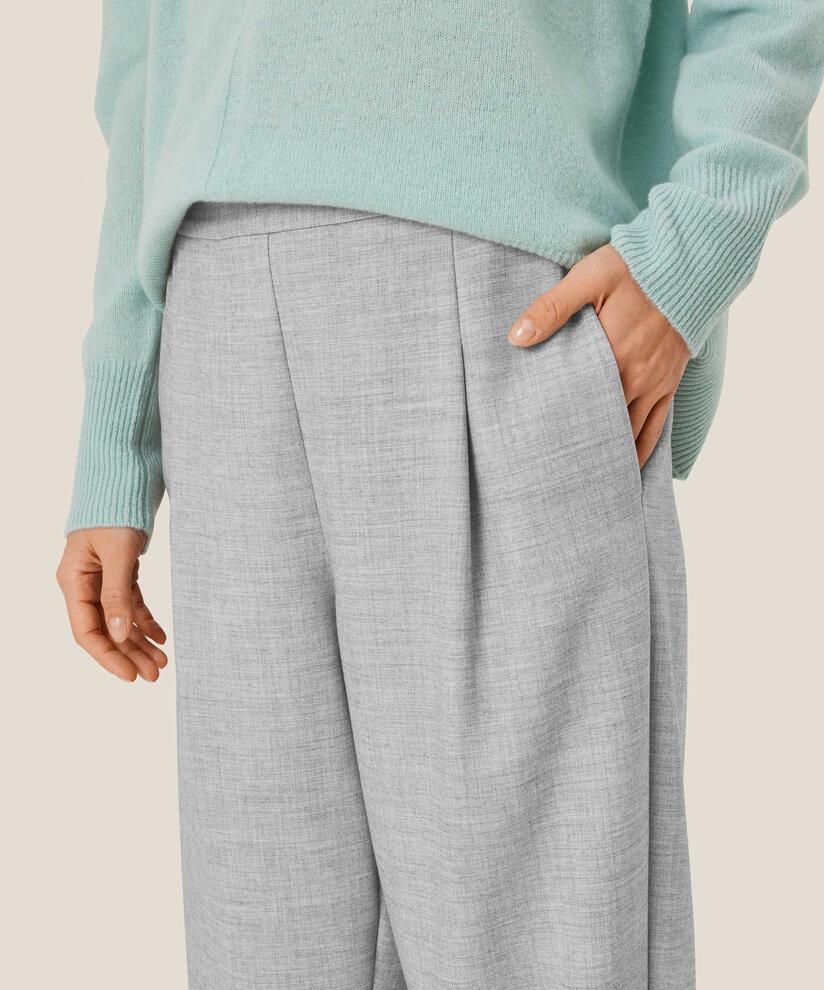 Hose mit geradem Bein und elastischem Bund hinten, L. Grey mel.