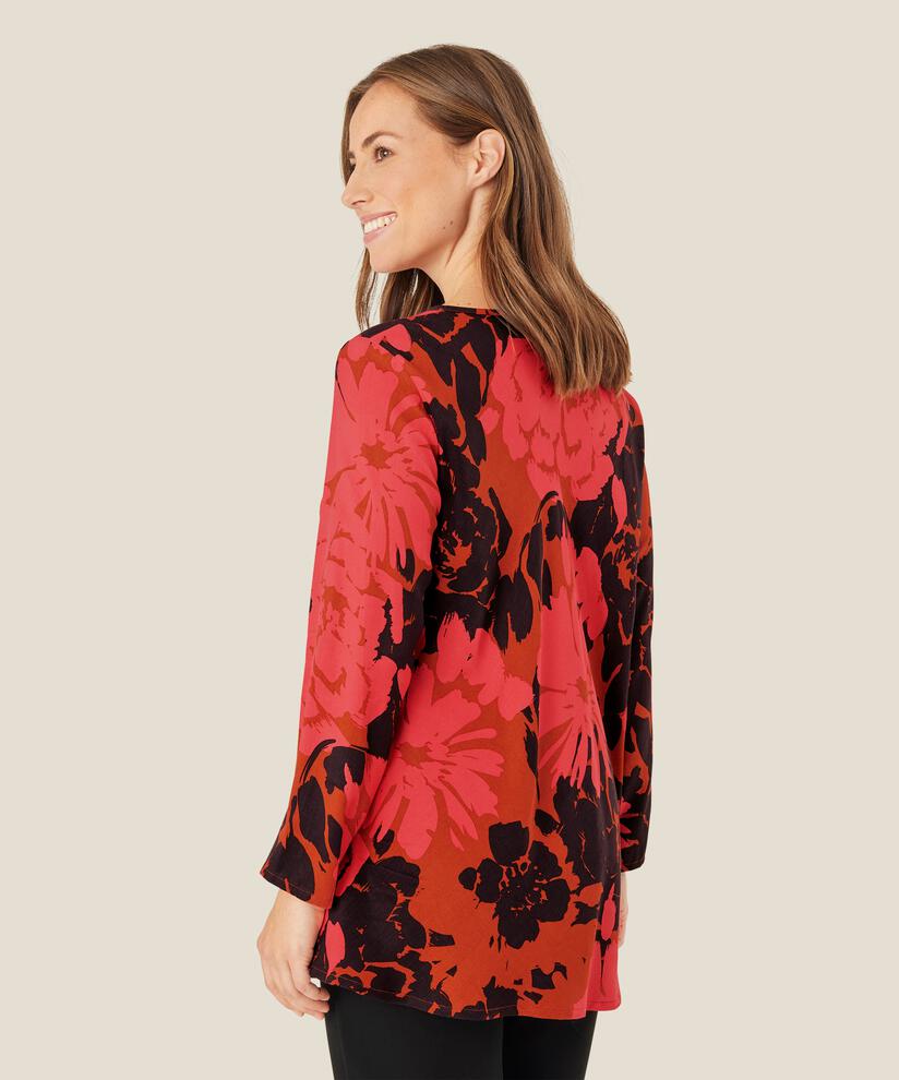 Viskosebluse mit V-Ausschnitt und 3/4-Ärmeln, Picante