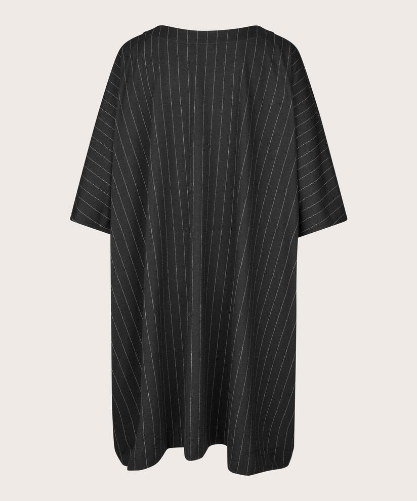 Nadelstreifen-Jerseykleid mit 3/4-Ärmeln, Black