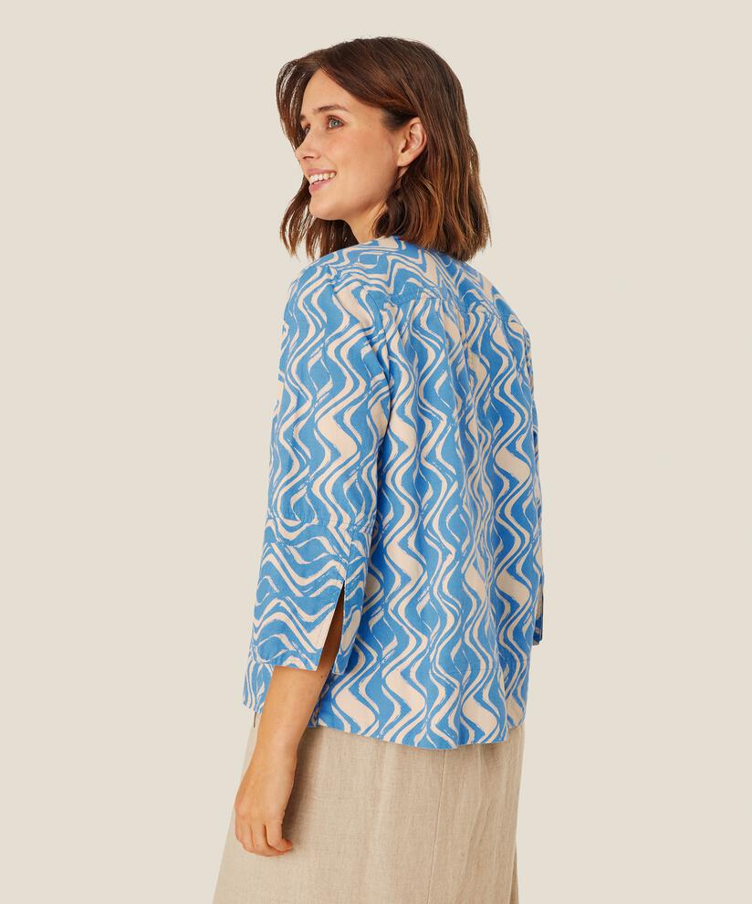 Bluse aus Baumwollmix mit 3/4-Ärmeln, Blue Bonnet