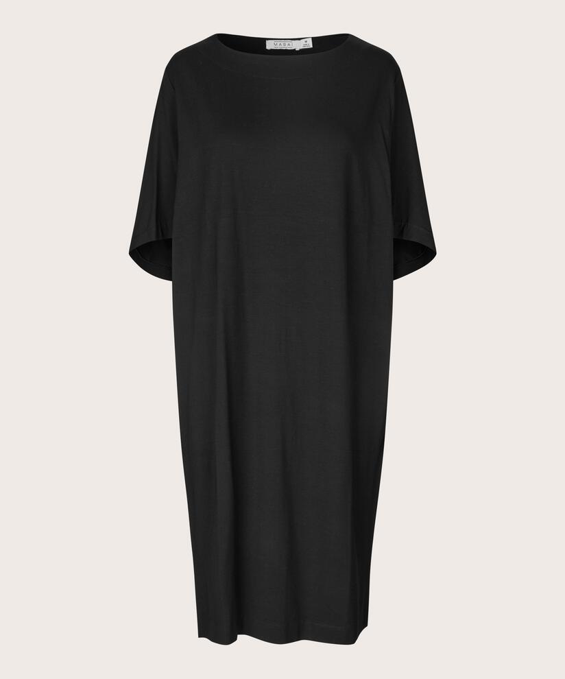 Jerseykleid mit 1/2-Arm und weitem Ausschnitt, Black