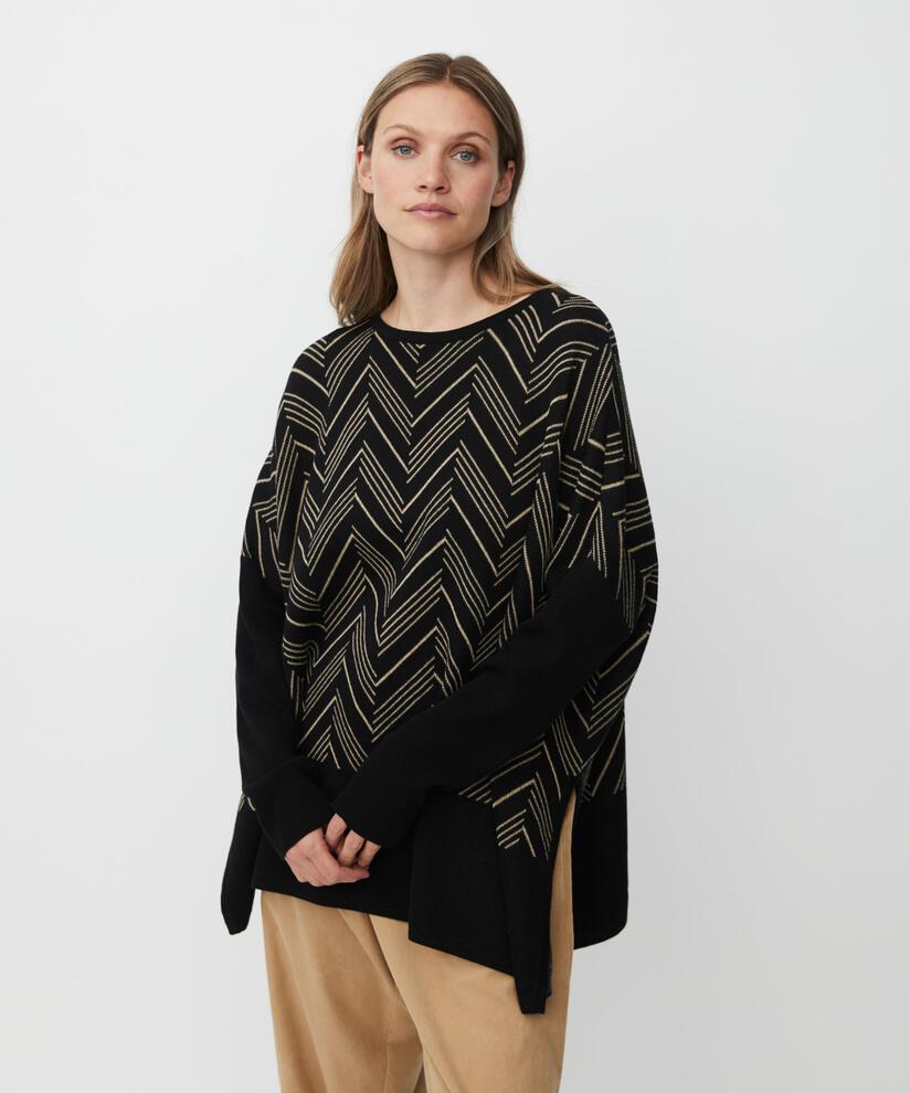 Oversize-Strickpullover mit Glitzerfaden, Black