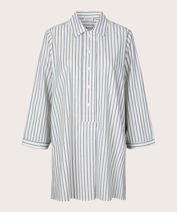 Baumwolltunika mit Knöpfen und Kragen, Blue Bonnet